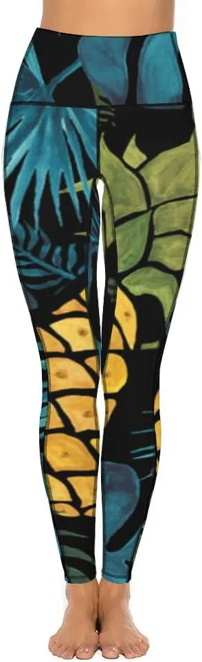 Flowers Print Yoga Pants Tummy Control Yoga Pants Plus Size Leggings Seamless Casual Women Everyday