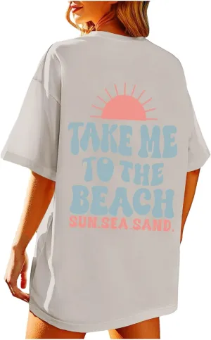 Forever Chasing Sunsets T Shirt Sunset Palm Tree Shirt Summer Beach Vacation Tops Women Oversized Graphic tees