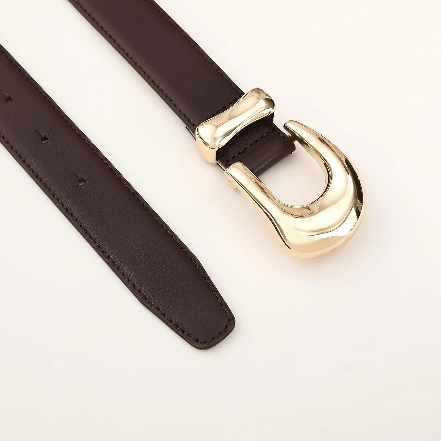 Genuine Leather Belts for Women Belt with Gold Buckle for Jeans Dresses and Casual Outfits