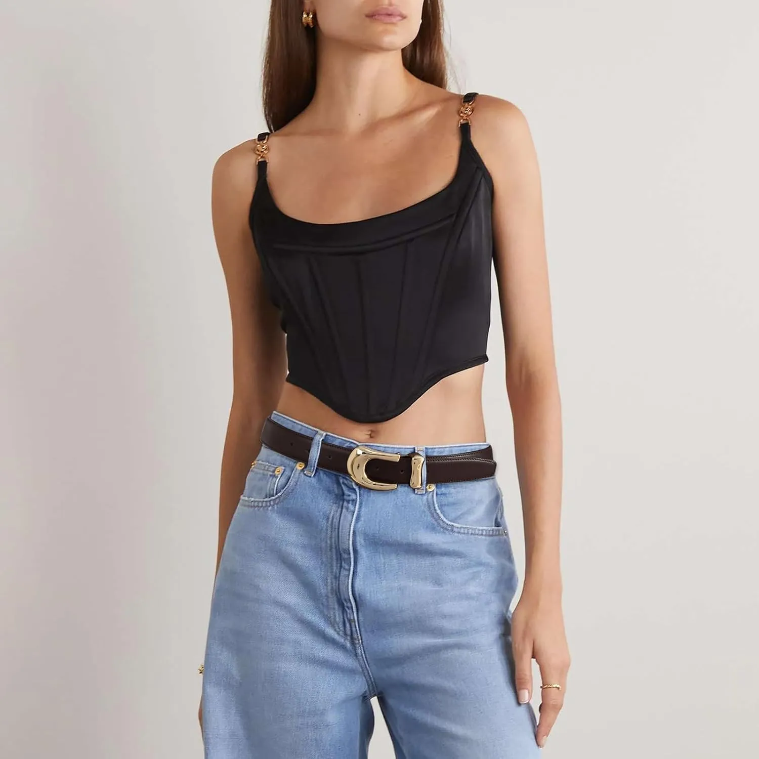 Genuine Leather Belts for Women Belt with Gold Buckle for Jeans Dresses and Casual Outfits