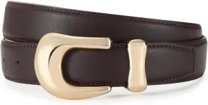 Genuine Leather Belts for Women Belt with Gold Buckle for Jeans Dresses and Casual Outfits