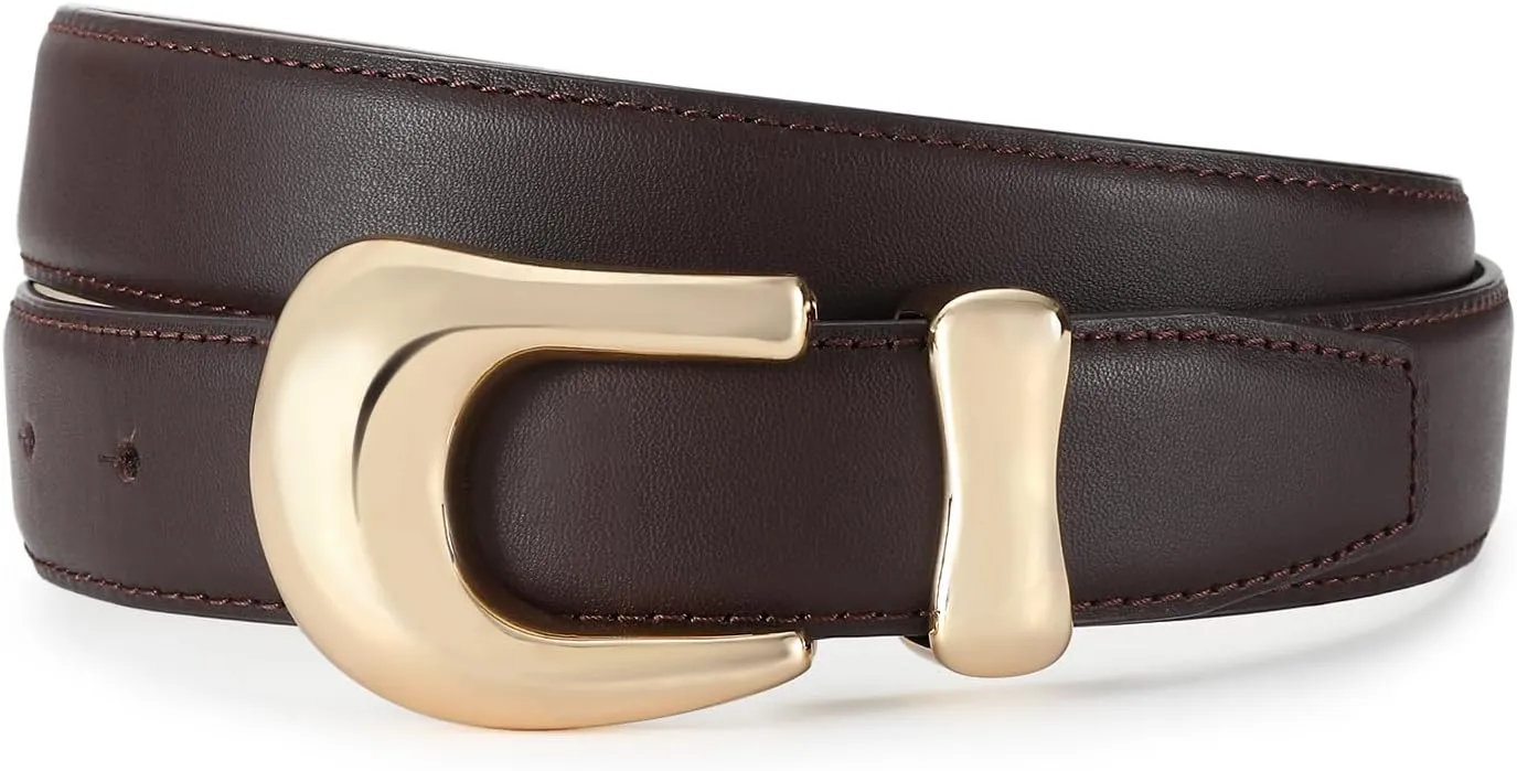 Genuine Leather Belts for Women Belt with Gold Buckle for Jeans Dresses and Casual Outfits