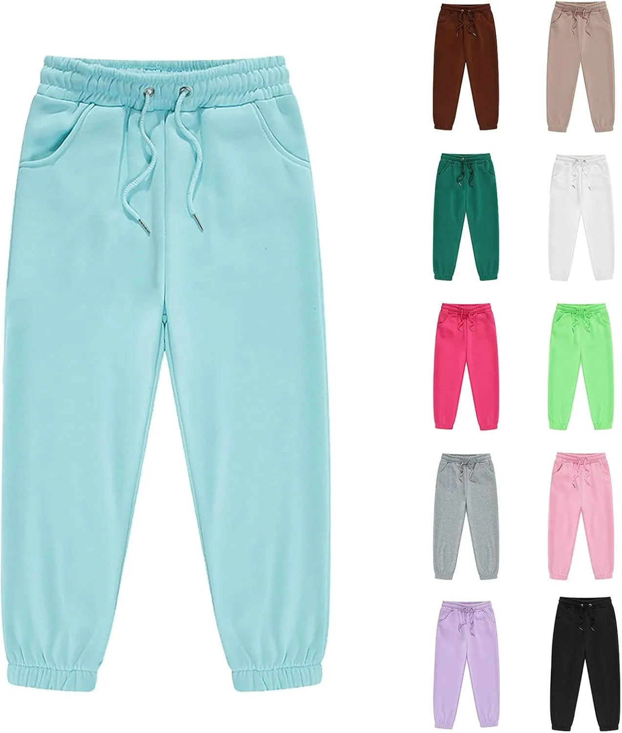 Girls' Sweatpants - Performance Jogger Pants Stretch Waist Sweatpants Casual Pants Sweatpants with Pockets 2-13 Years