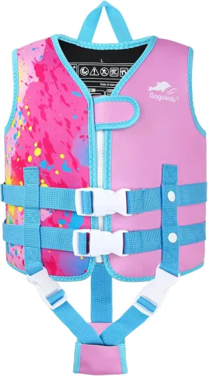Gogokids Toddler Swim Vest, Kids Float Jacket with Dual Adjustable Strap, Child Swimming Pool Vest for 2-8 Years Swimming Learning