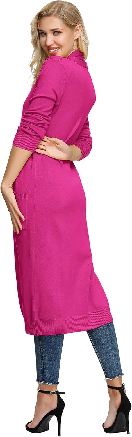 GRACE KARIN Essential Solid Open Front Maxi Long Knitted Cardigan Sweater for Women