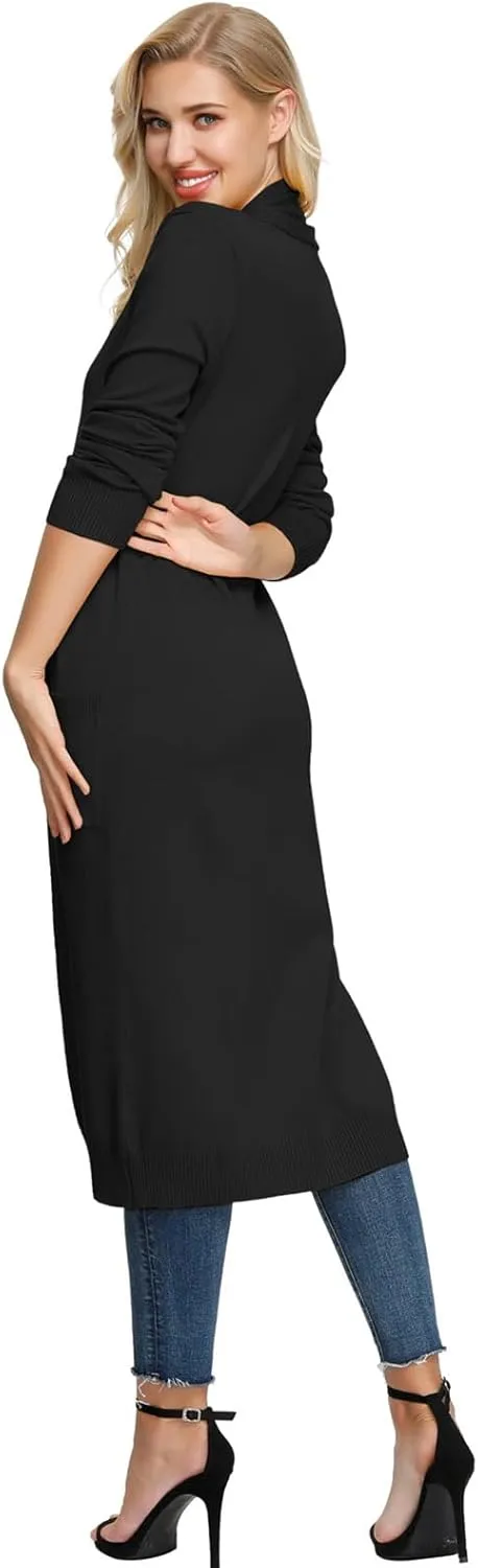 GRACE KARIN Essential Solid Open Front Maxi Long Knitted Cardigan Sweater for Women