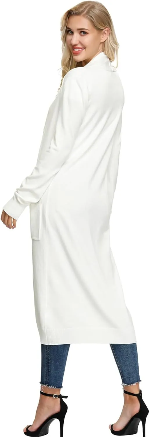 GRACE KARIN Essential Solid Open Front Maxi Long Knitted Cardigan Sweater for Women