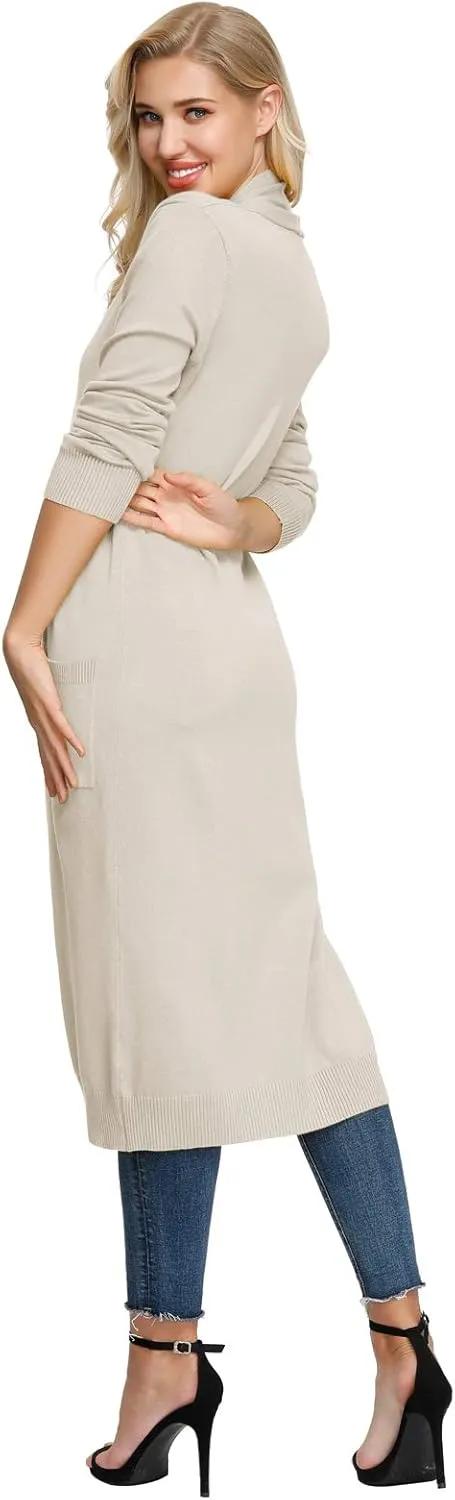 GRACE KARIN Essential Solid Open Front Maxi Long Knitted Cardigan Sweater for Women
