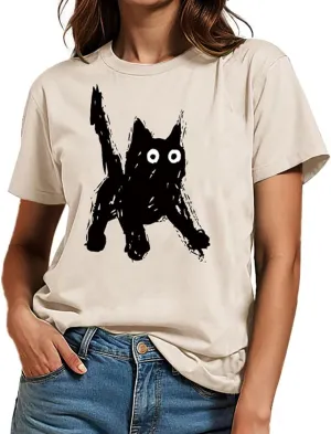 Graphic Tees for Women Cute Funny Animal Graphic T-Shirt Teen Girls Summer Short Sleeve Casual Tops Trendy