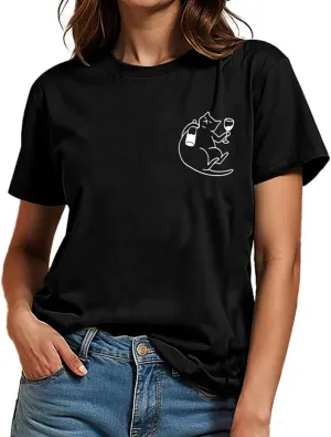 Graphic Tees for Women Cute Funny Animal Graphic T-Shirt Teen Girls Summer Short Sleeve Casual Tops Trendy