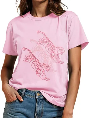 Graphic Tees for Women Cute Funny Animal Graphic T-Shirt Teen Girls Summer Short Sleeve Casual Tops Trendy