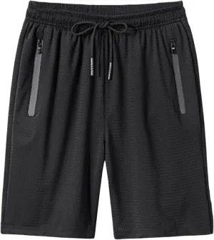 Gym Shorts Men Quick Dry Mesh Shorts Breathable Elasticated Waist Half Pants Plus Size Workout Sport Athletic Jogger