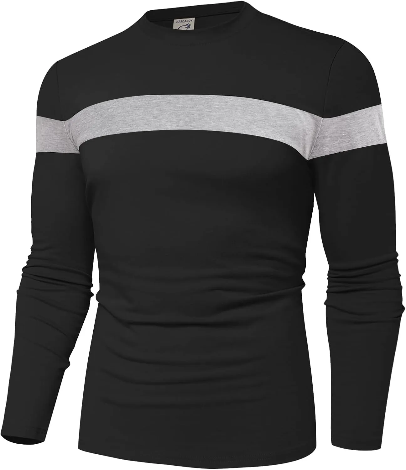 Hardaddy Men's Long Sleeve Tee Shirts Color Block Pullover Casual Basic T-Shirts