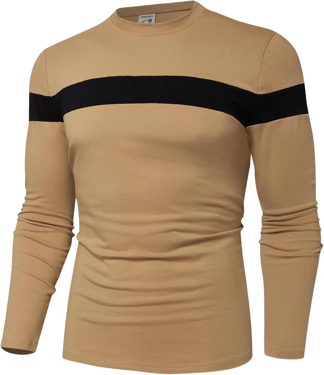 Hardaddy Men's Long Sleeve Tee Shirts Color Block Pullover Casual Basic T-Shirts