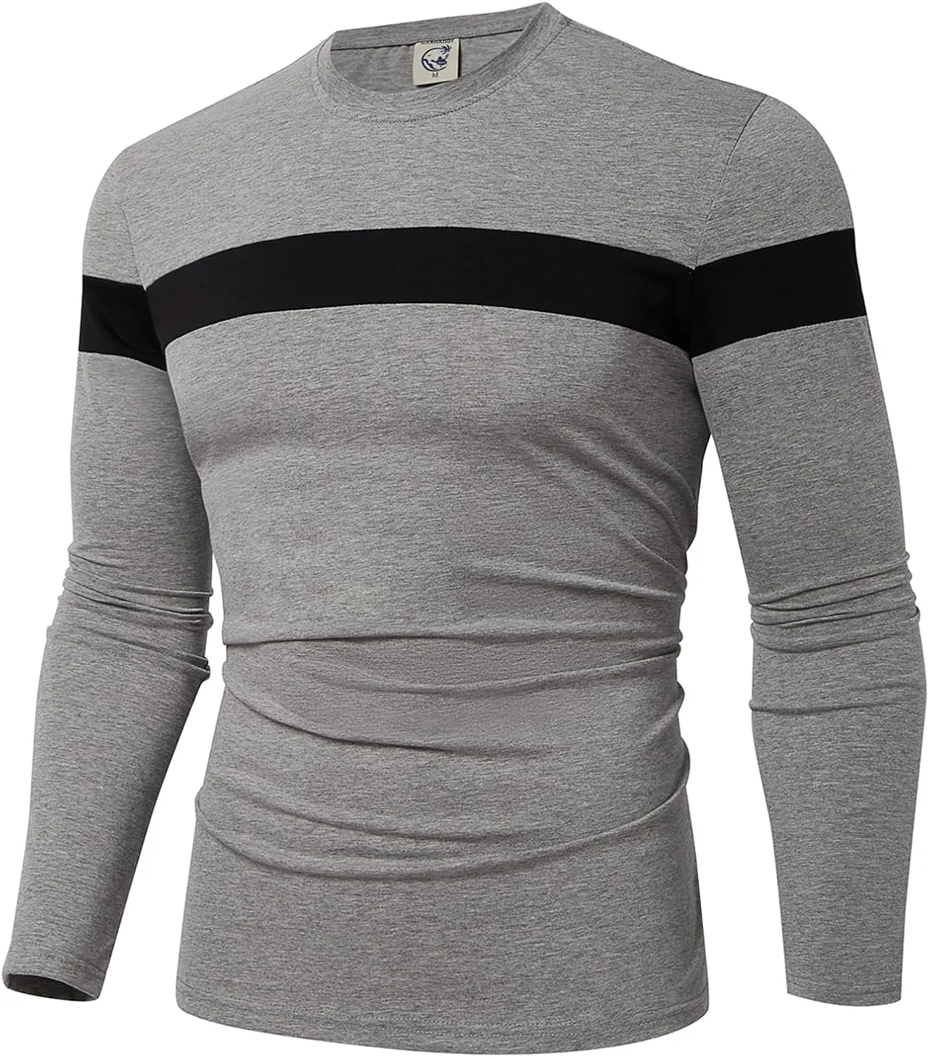 Hardaddy Men's Long Sleeve Tee Shirts Color Block Pullover Casual Basic T-Shirts