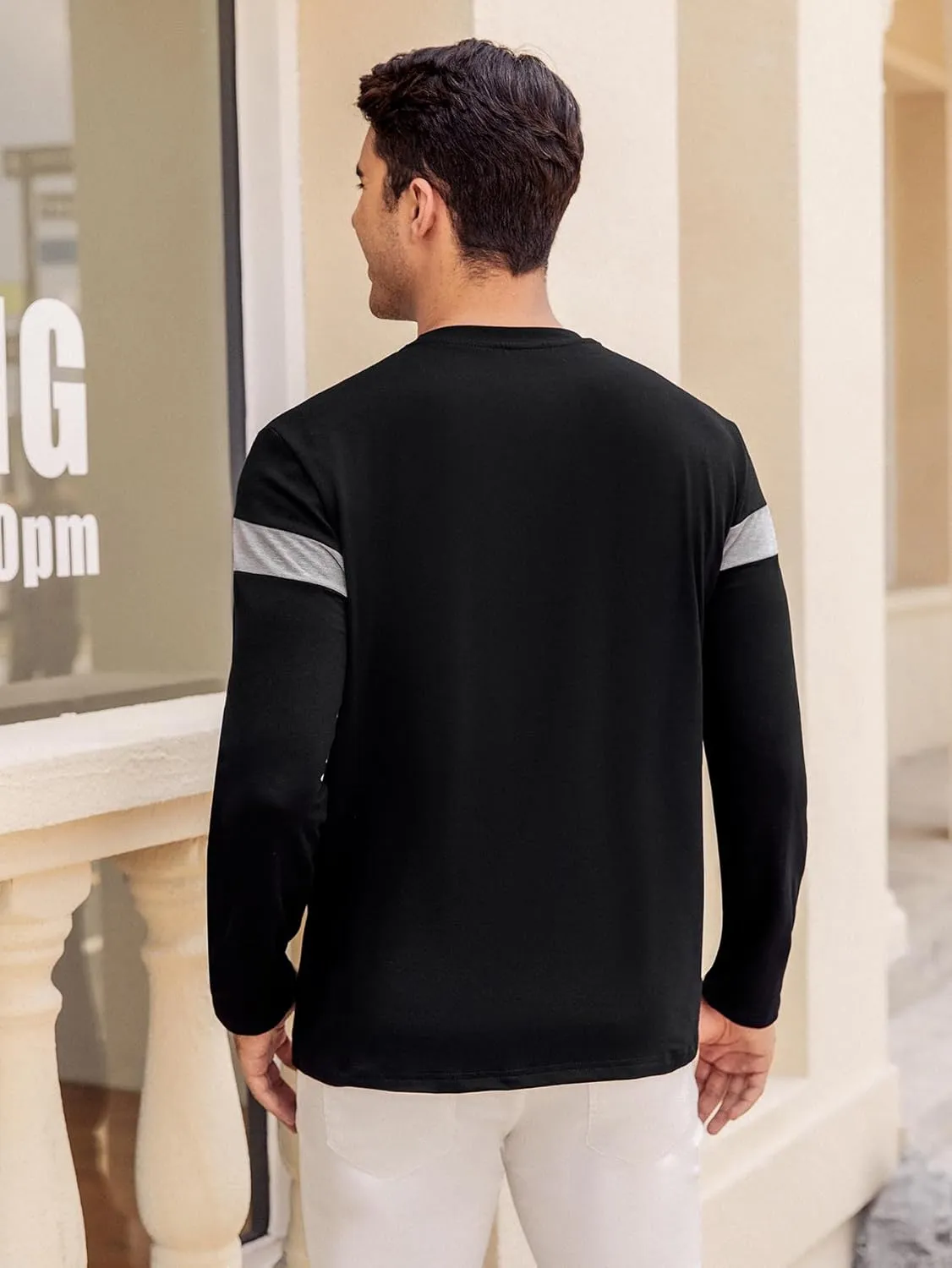 Hardaddy Men's Long Sleeve Tee Shirts Color Block Pullover Casual Basic T-Shirts
