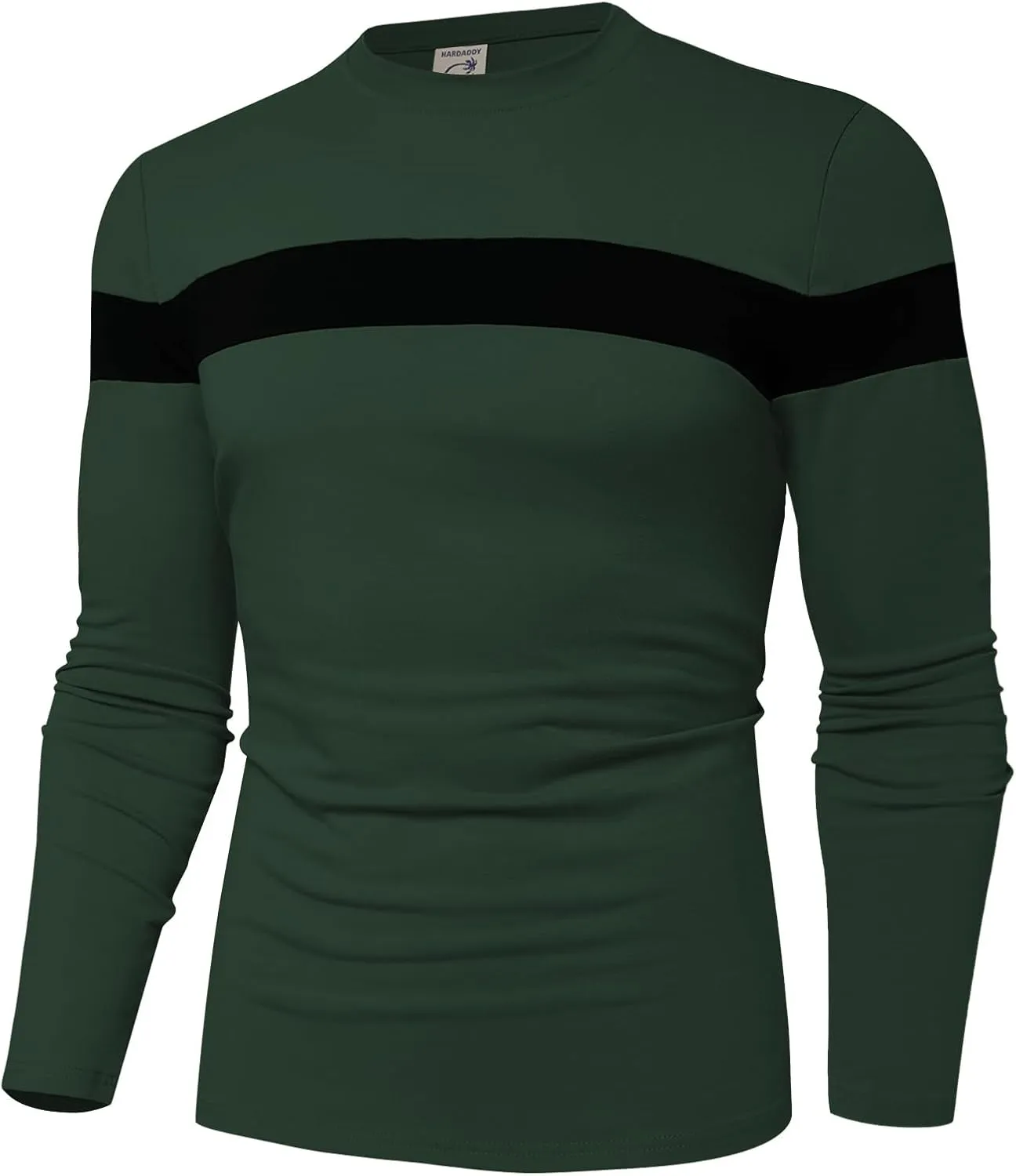 Hardaddy Men's Long Sleeve Tee Shirts Color Block Pullover Casual Basic T-Shirts