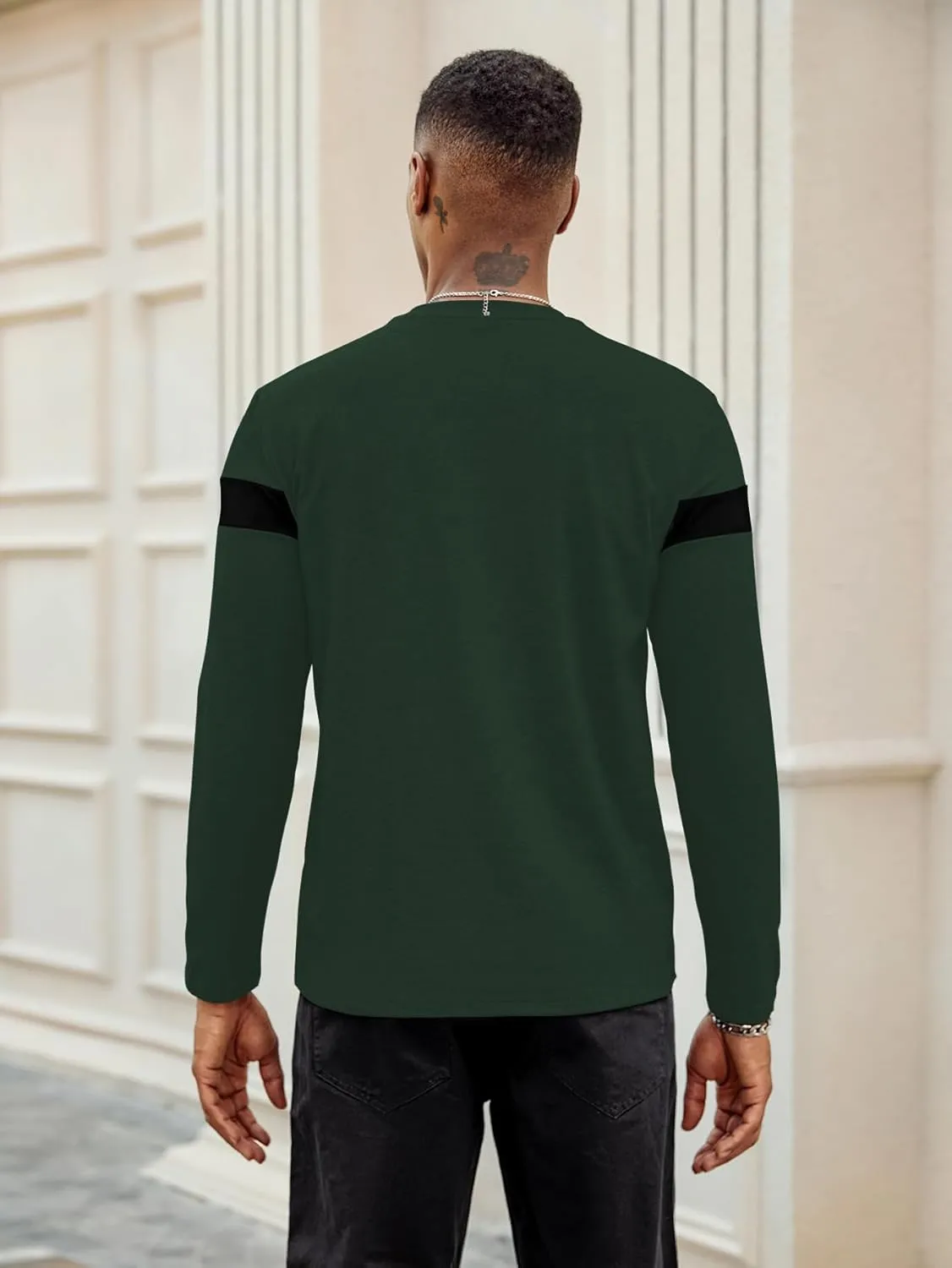 Hardaddy Men's Long Sleeve Tee Shirts Color Block Pullover Casual Basic T-Shirts