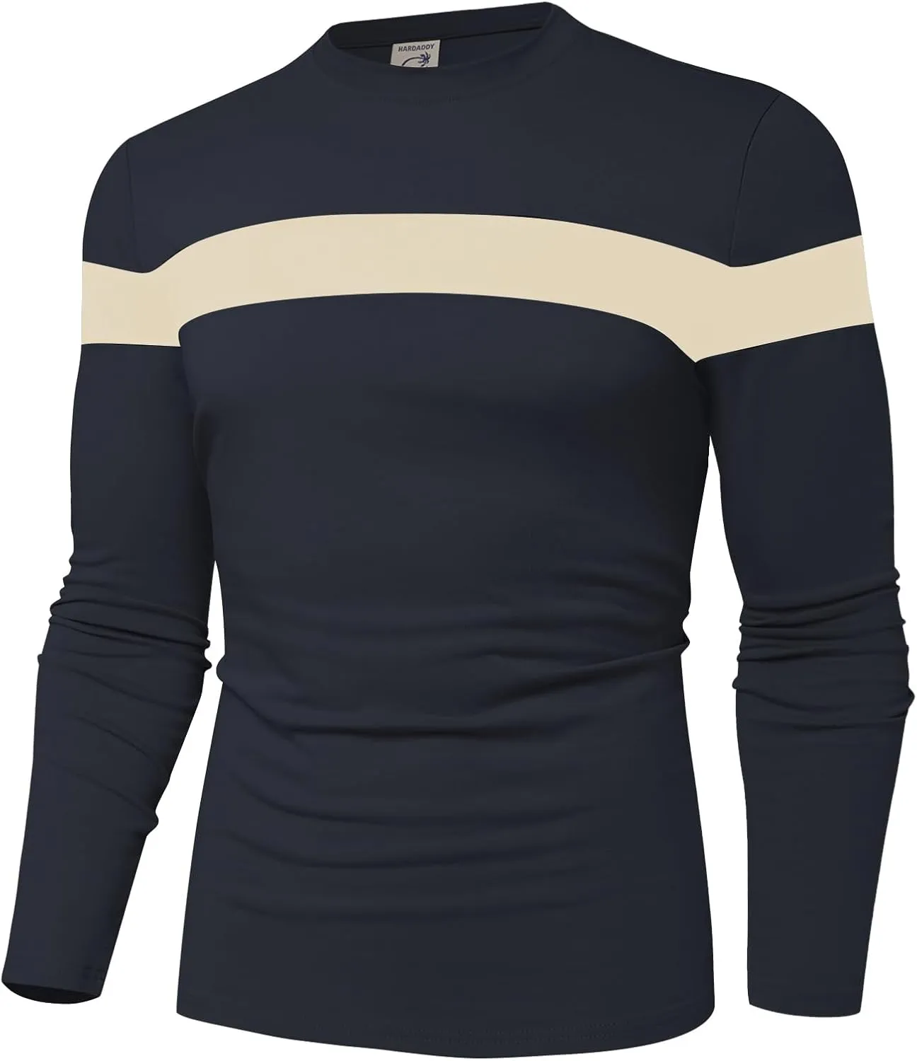 Hardaddy Men's Long Sleeve Tee Shirts Color Block Pullover Casual Basic T-Shirts