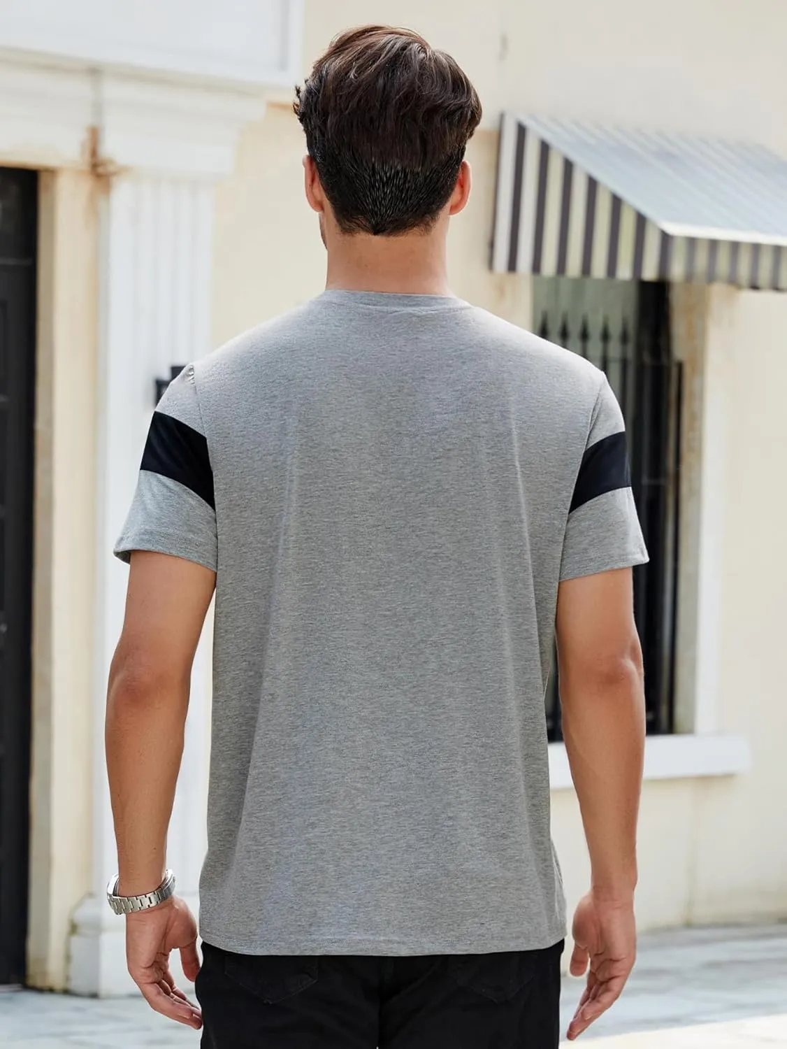 Hardaddy Men's Short Sleeve Tee Color Block Crew Neck Pullover Casual Basic Shirts