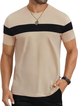 Hardaddy Men's Short Sleeve Tee Color Block Crew Neck Pullover Casual Basic Shirts