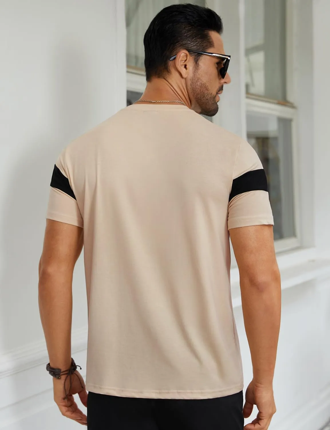 Hardaddy Men's Short Sleeve Tee Color Block Crew Neck Pullover Casual Basic Shirts