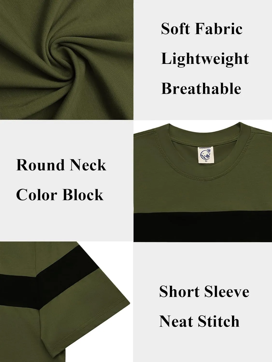 Hardaddy Men's Short Sleeve Tee Color Block Crew Neck Pullover Casual Basic Shirts