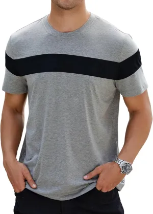 Hardaddy Men's Short Sleeve Tee Color Block Crew Neck Pullover Casual Basic Shirts