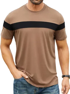 Hardaddy Men's Short Sleeve Tee Color Block Crew Neck Pullover Casual Basic Shirts