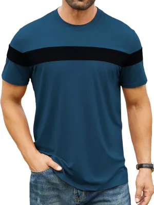 Hardaddy Men's Short Sleeve Tee Color Block Crew Neck Pullover Casual Basic Shirts