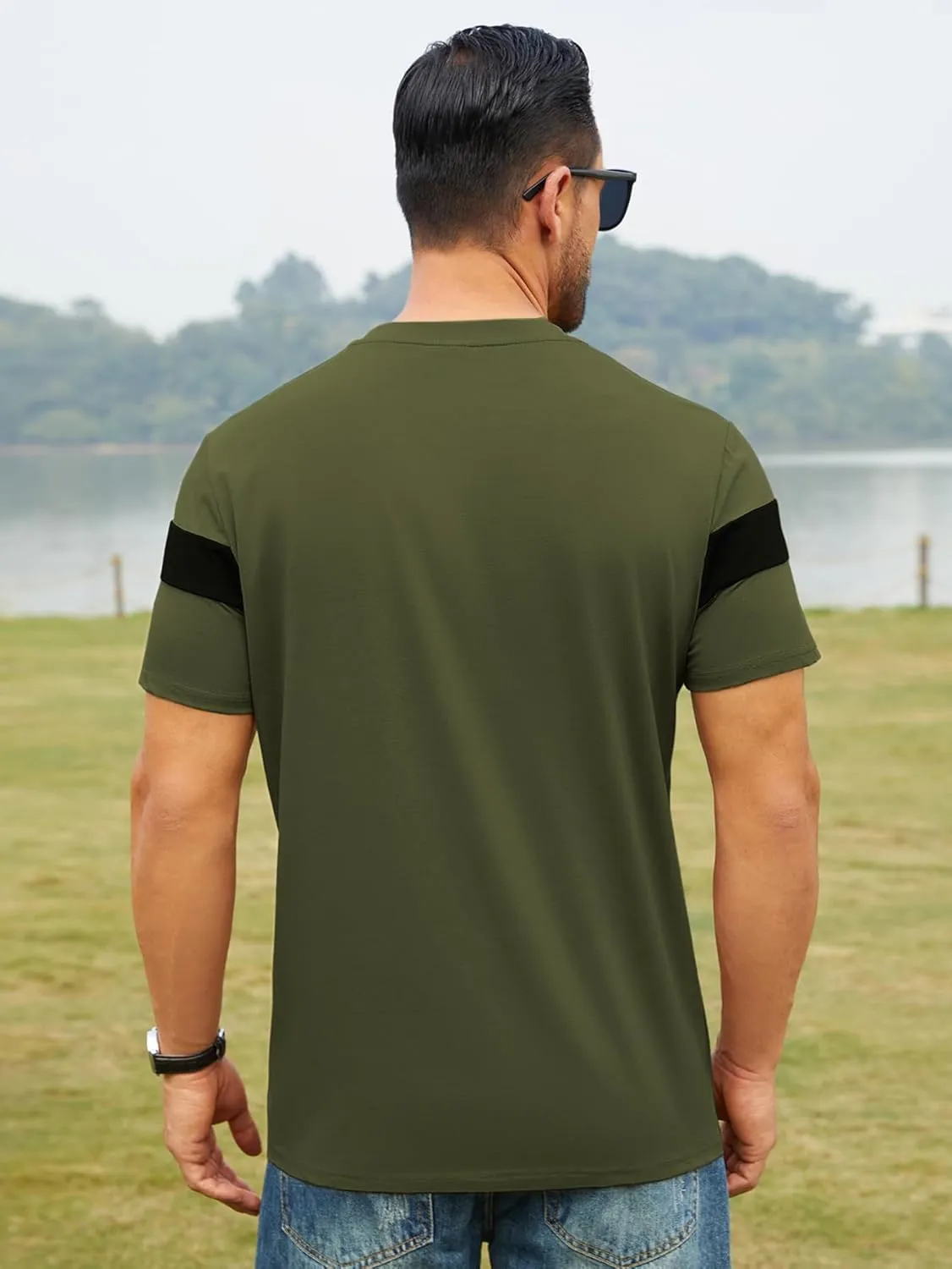 Hardaddy Men's Short Sleeve Tee Color Block Crew Neck Pullover Casual Basic Shirts