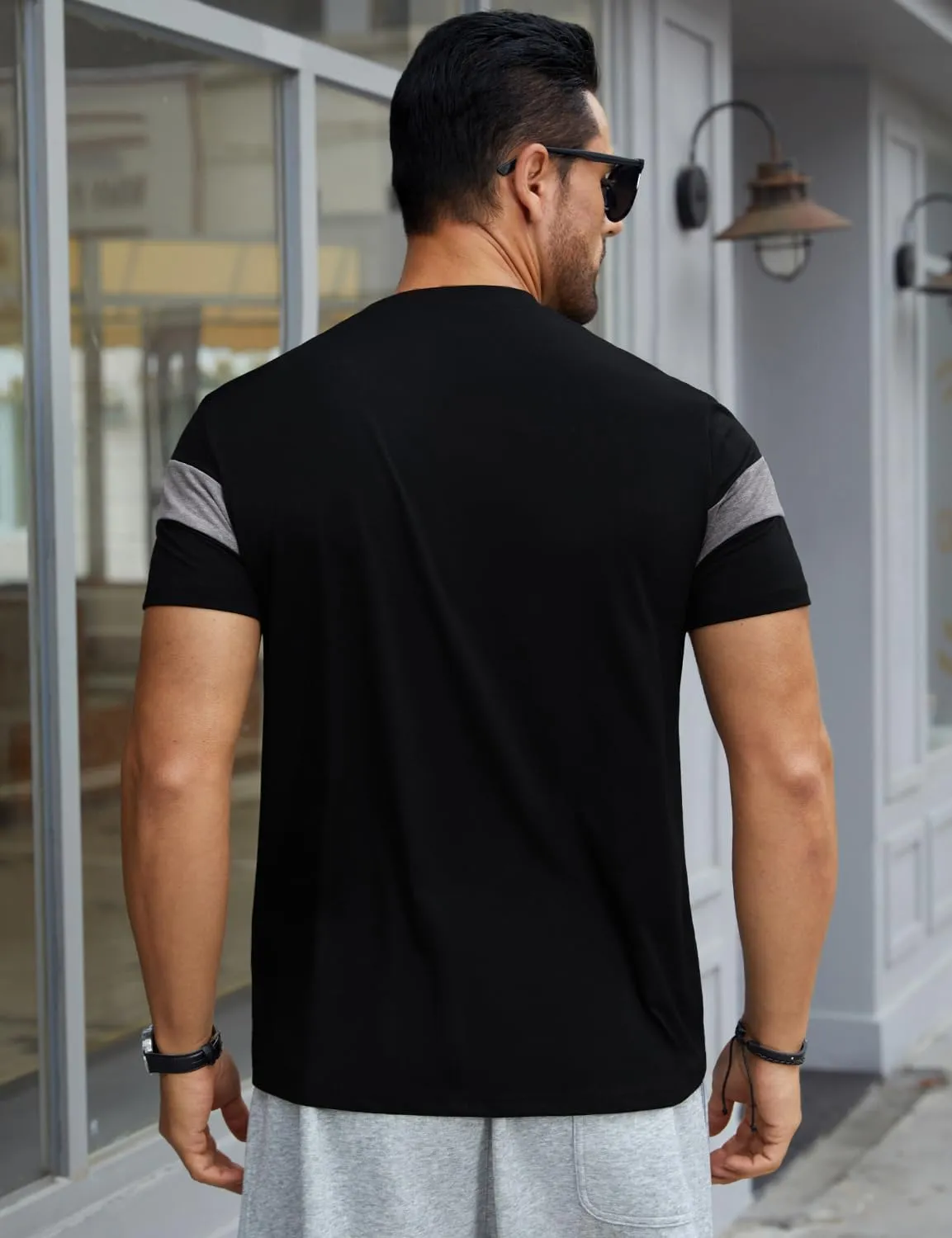 Hardaddy Men's Short Sleeve Tee Color Block Crew Neck Pullover Casual Basic Shirts