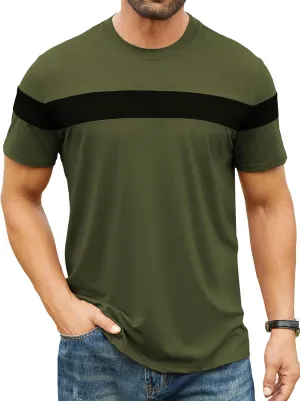 Hardaddy Men's Short Sleeve Tee Color Block Crew Neck Pullover Casual Basic Shirts