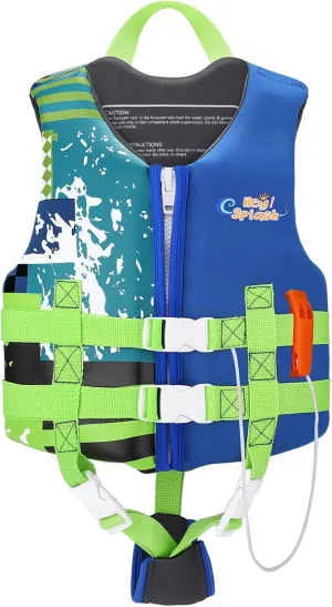 HeySplash Toddler Swim Vest, Kids Swimming Jacket Fit 30-50/50-80lbs, Child Floaties Vest wiht Safety Strap, Float Jacket for Girls/Boys on Pool,Beach,Boating, Learn to Swim Aid, M 3-6 Yrs/L 6-9 Yrs