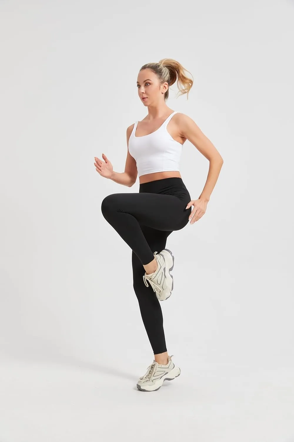 High-Waisted Compression Leggings - 75% Nylon, 25% Elastane, Ultimate Comfort & Support