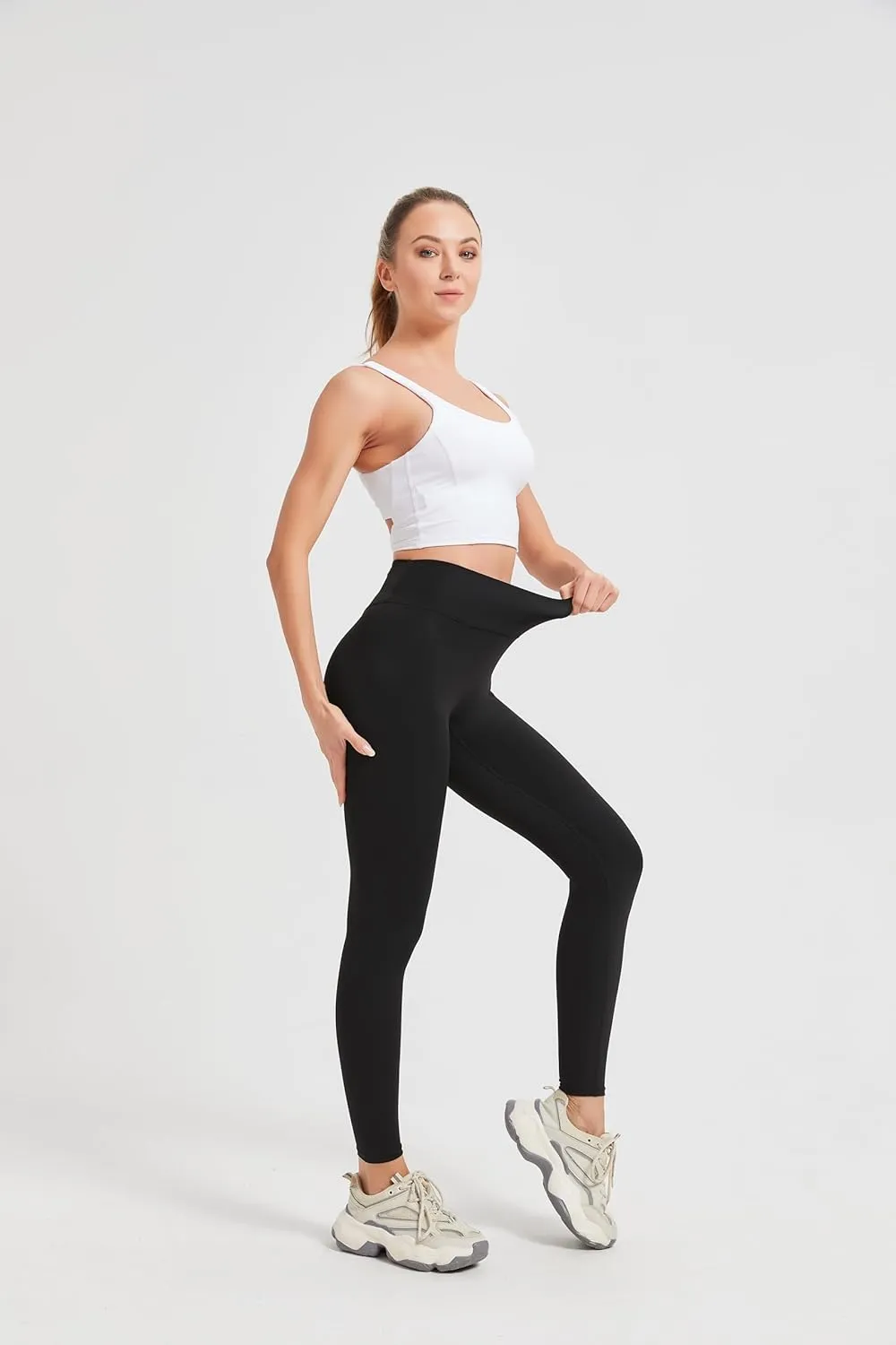High-Waisted Compression Leggings - 75% Nylon, 25% Elastane, Ultimate Comfort & Support