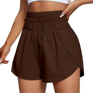 High Waisted Dolphin Athletic Running Shorts for Women Side Split Sporty Quick Dry Athletic Shorts with Pockets