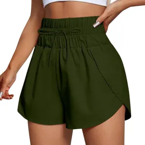 High Waisted Dolphin Athletic Running Shorts for Women Side Split Sporty Quick Dry Athletic Shorts with Pockets