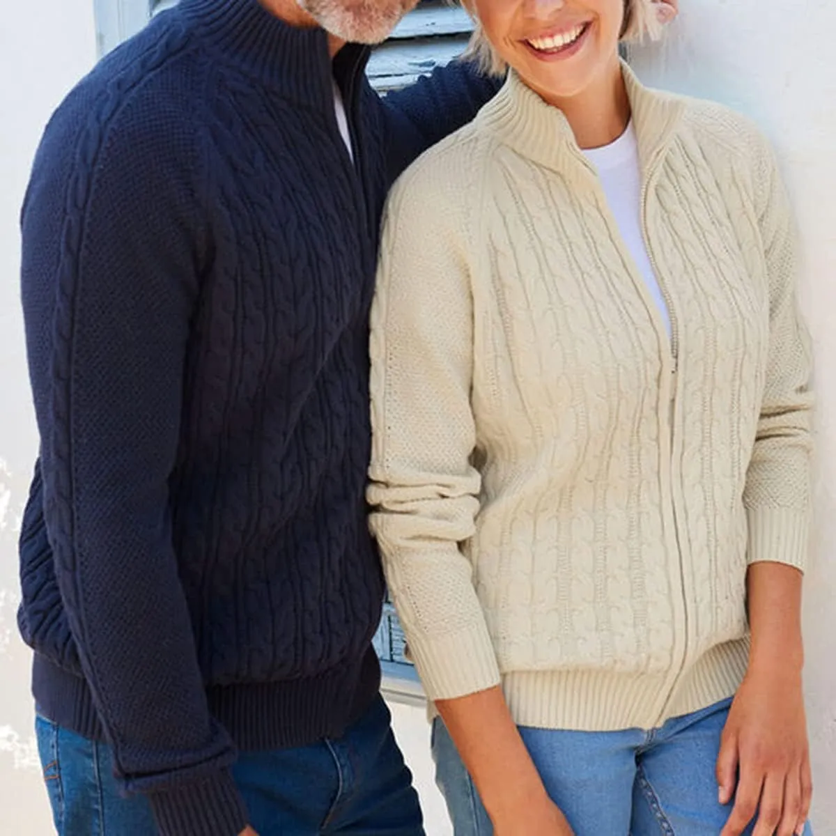 Hongqizo Women's Zipper Cable Knit Sweater Cardigan Long Sleeve Open Front Warm Knit Cardigan Casual Cardigan Knitwear