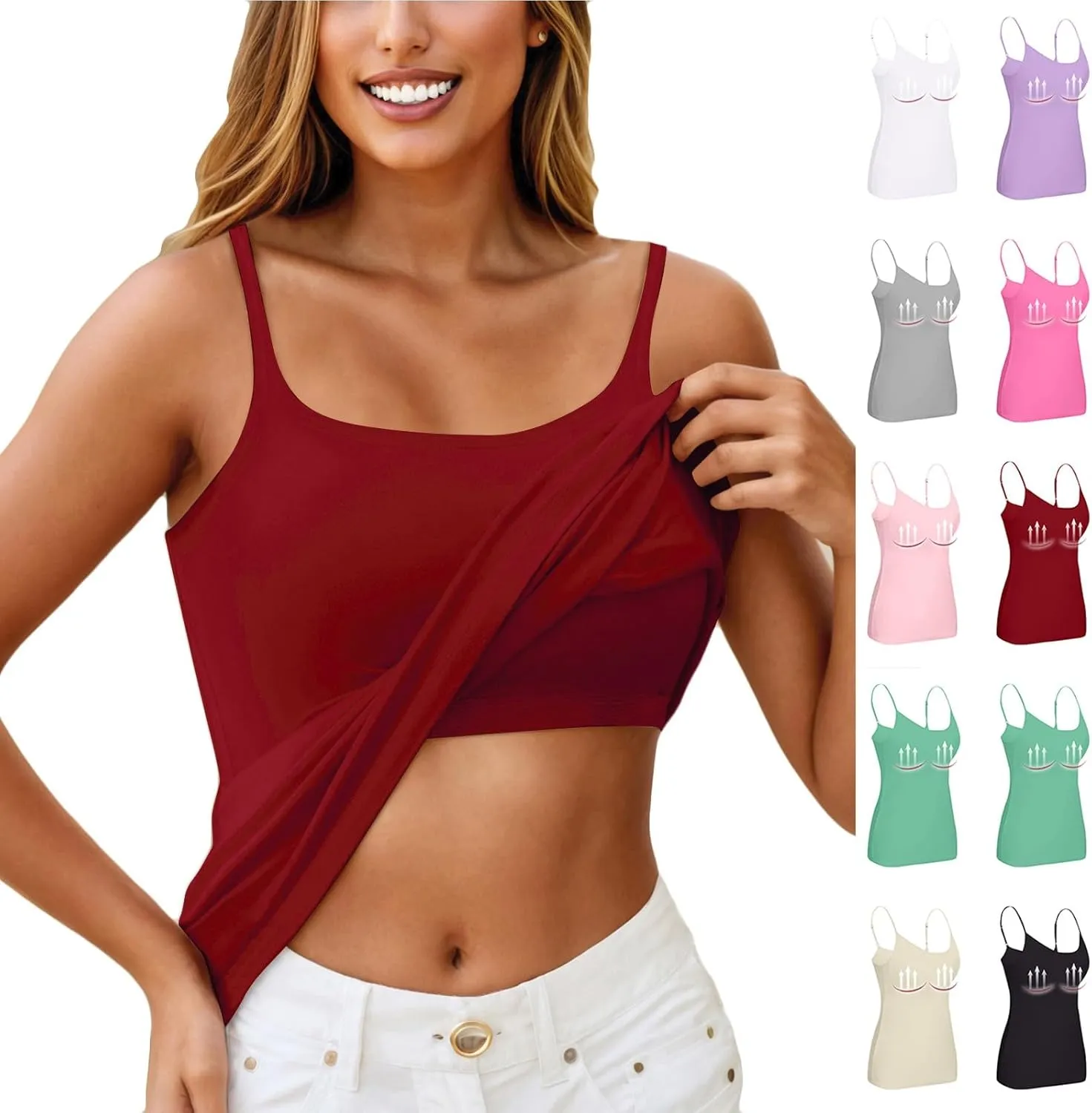 HTHLVMD Cotton Shelf Bra Camisoles Ladies Kawaii Summer Off The Shoulder Tank Tops Coloured Soft Slims Camisole