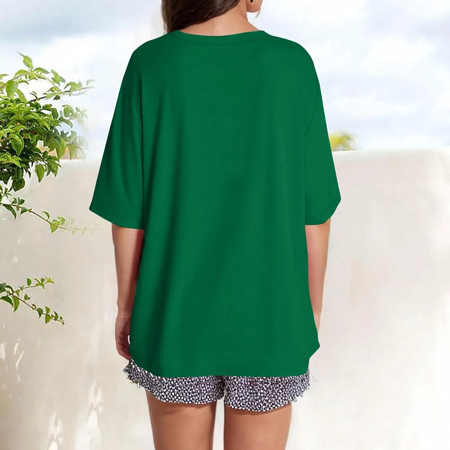 HXHYQKP Oversized Tshirts for Women Summer Tops Short Sleeve Shirts Dressy Casual Crew Neck Tshirts Fashion 2025
