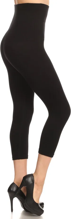 ICONOFLASH Women's High Waist Control Top Compression Leggings (One Size, Black)