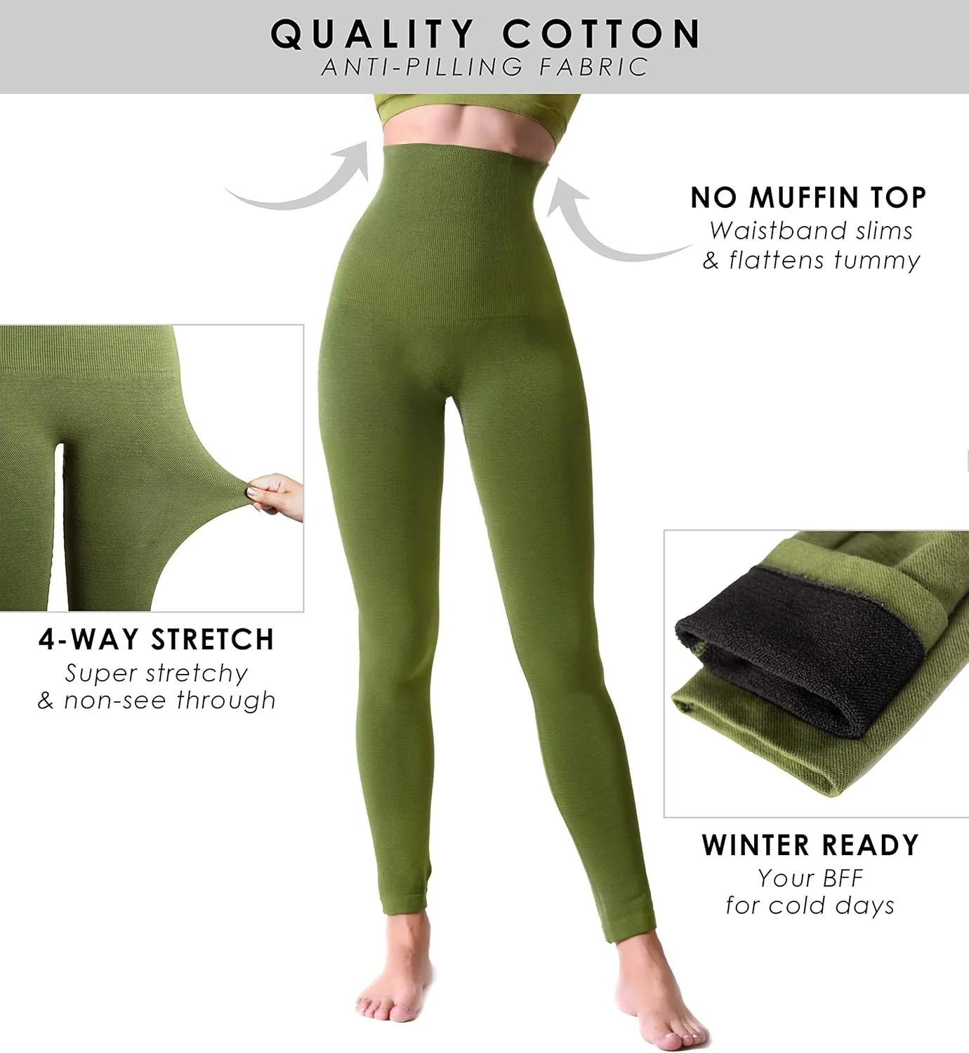ICONOFLASH Women's High Waist Control Top Compression Leggings