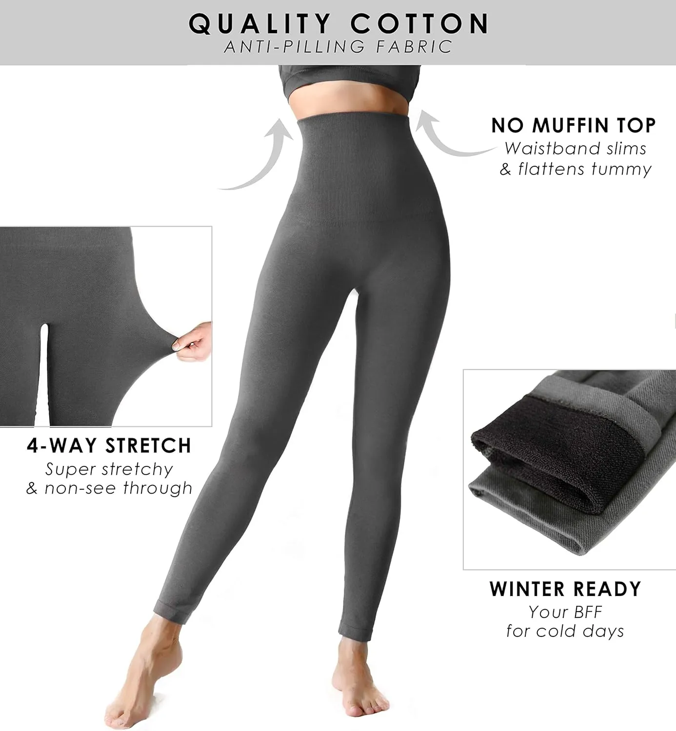 ICONOFLASH Women's High Waist Control Top Compression Leggings
