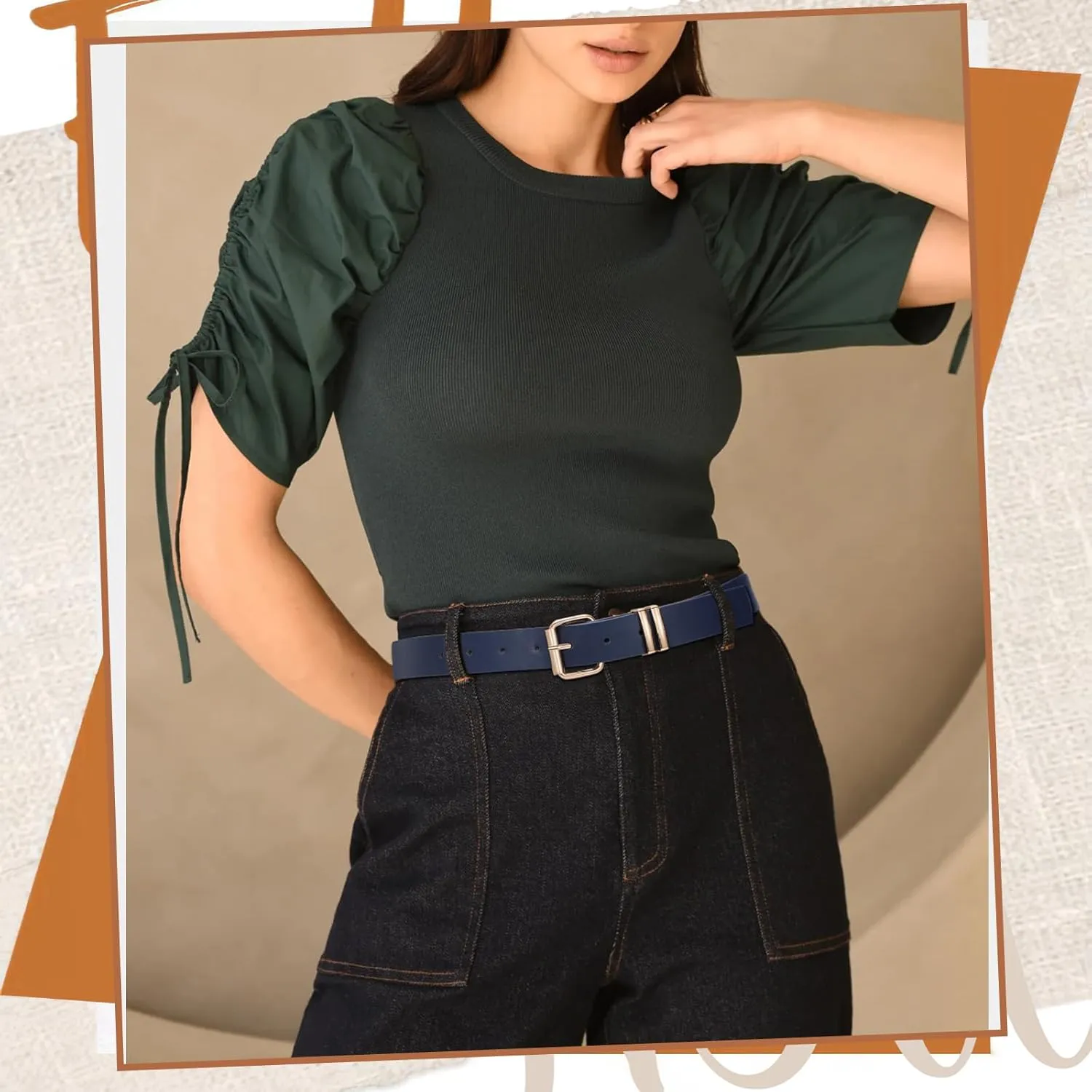 JASGOOD 2 Pack Women Belts for Jeans Ladies Leather Waist Belt for Pants Dresses with Gold Buckle