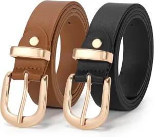 JASGOOD Womens Leather Belts for Jeans Pants 1.1" Width Vintage Ladies Belts for Dresses