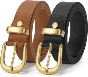 JASGOOD Womens Leather Belts for Jeans Pants 1.1" Width Vintage Ladies Belts for Dresses