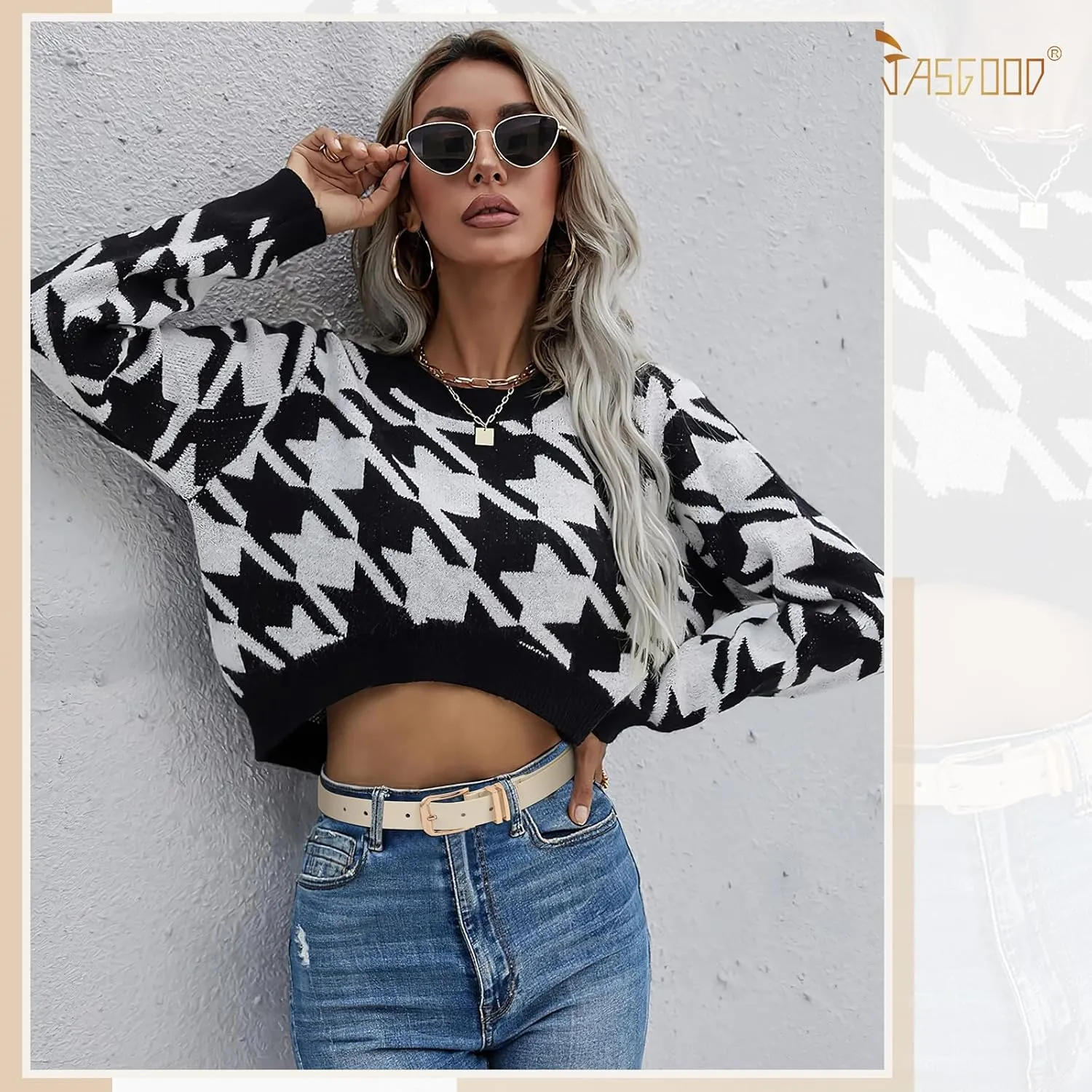 JASGOOD Women's Leather Belts Ladies Fashion Leather Belts for Jeans Pants Dress with Metal Gold Buckle