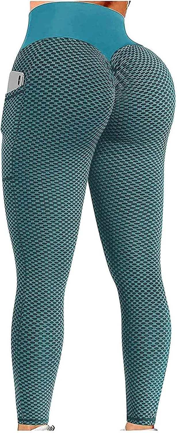 Ladmiple 2PCS Leggings for Women Butt Lift Tummy Control with Pockets Scrunch Booty High Waist Workout Yoga Pants Gym Tights