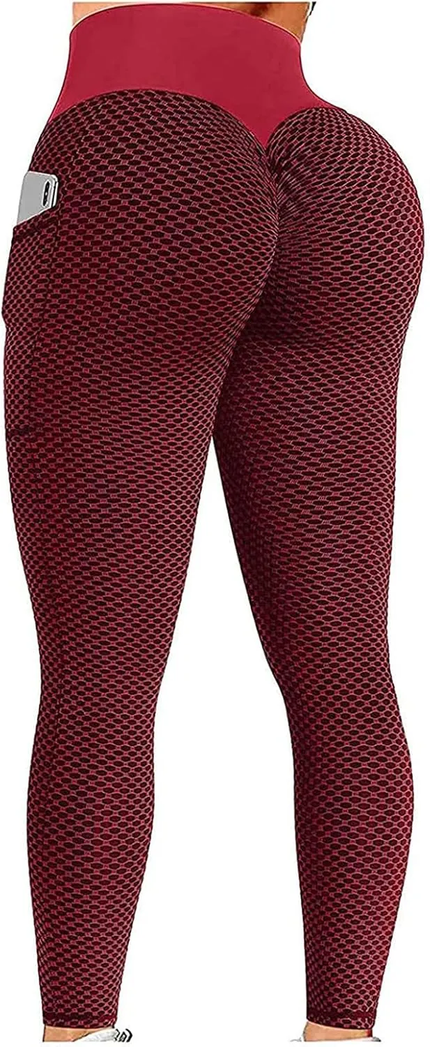Ladmiple 2PCS Leggings for Women with Pockets High Waist Tummy Control Scrunch Butt Lifting Workout Yoga Pants Gym Tights